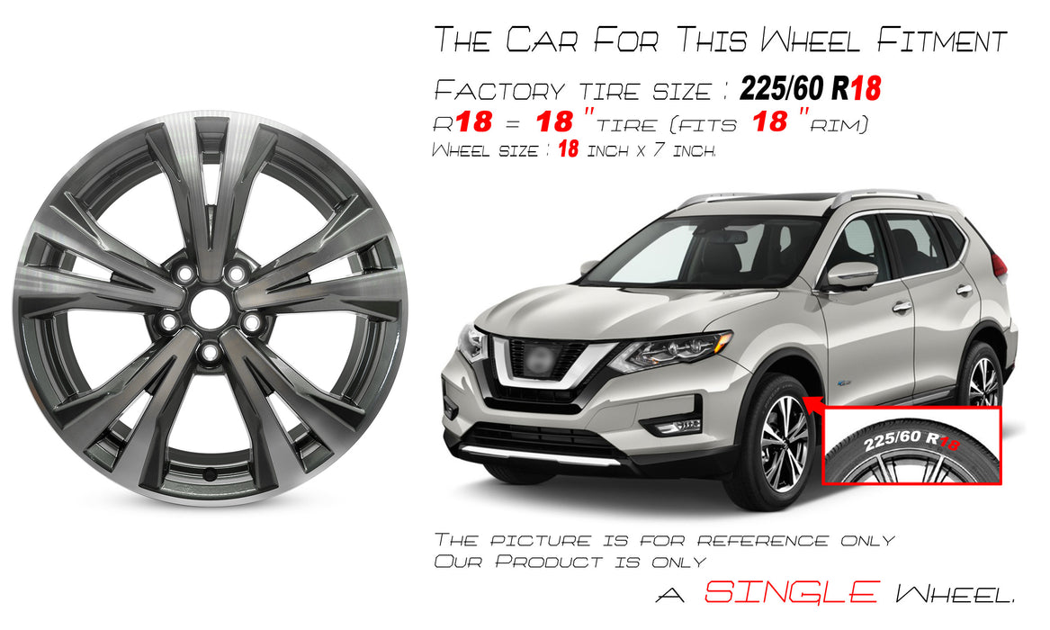 For Nissan Rogue OEM Design Wheel 18" 18x7 2017-2020 Machined Charcoal Single Replacement Rim