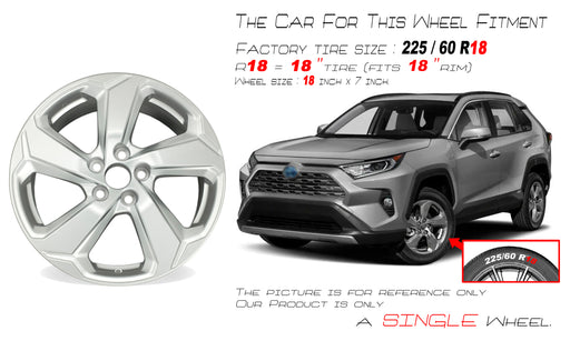 18” NEW Single 18x7 HYPER SILVER Wheel for TOYOTA RAV4 2019-2022 OEM Design - Angle View