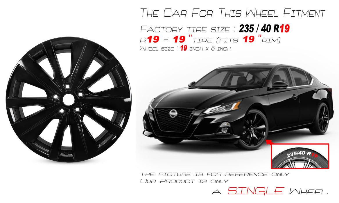 19" NEW Single 19x8 ALL BLACK Wheel For 2022 Nissan ALTIMA OEM Quality Replacement Rim