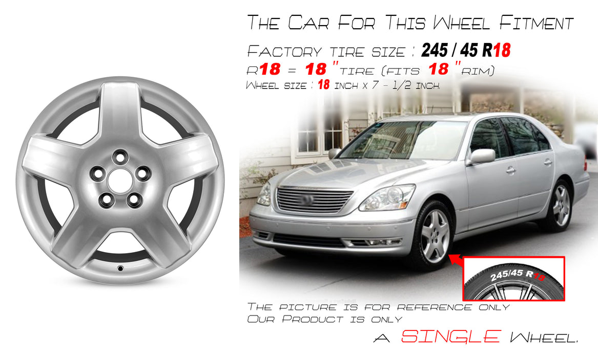 For LEXUS LS430 OEM Design Wheel 18" 18x7.5 2004-2006 Hyper Silver Single Replacement Rim
