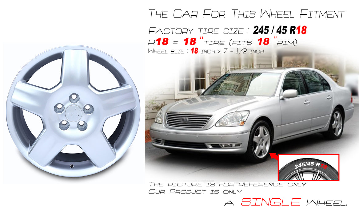 thumbnail image 2 of Lexus SC430 Factory OEM 18-inch Wheel Rim - Silver 5x114.3 45mm Offset - 2002-2007 2 of 2