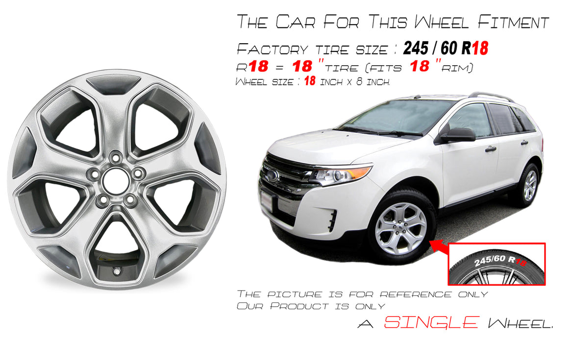 18" New Single 18x8 Alloy Wheel For 2011-2014 FORD EDGE SILVER OEM Quality Replacement Rim