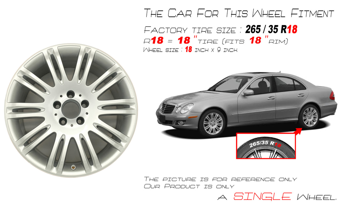 REAR For Mercedes E350 E550 OEM Design Wheel 18" 18x9 2007-2009 Silver Single Replacement Rim