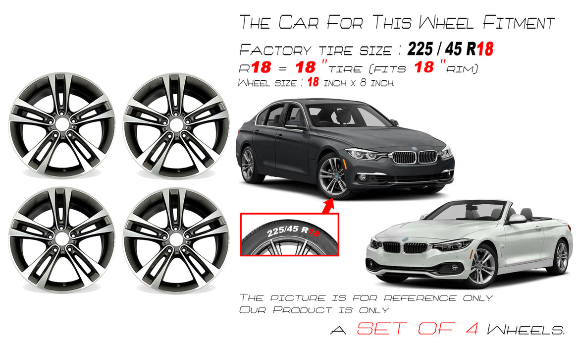 For BMW 3 Series 4 Series OEM Design Wheel 18" 18x8 Machined Grey 2012-2020 Set - Angle View