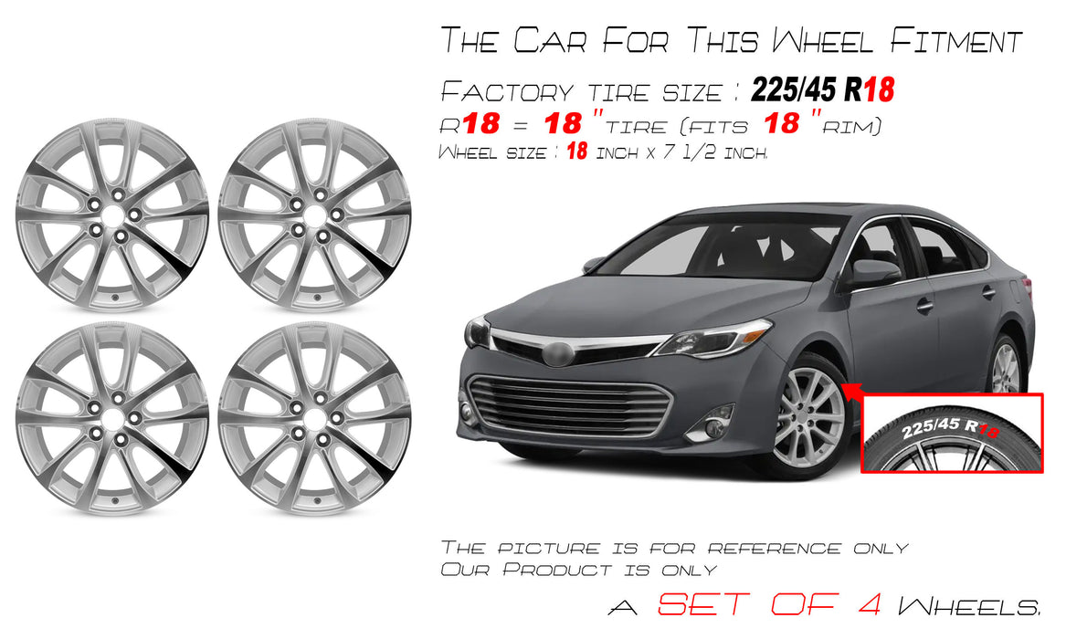 For Toyota Avalon OEM Design Wheel 18" 18x7.5 2013-2015 Machined Silver Set of - Angle View