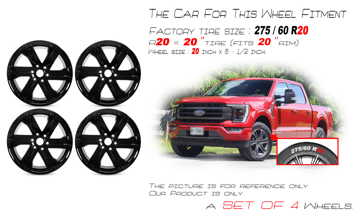 For Ford F-150 OEM Design Wheel 20" 20X8.5 2021-2023 Gloss Black Set of 4 - Angle View