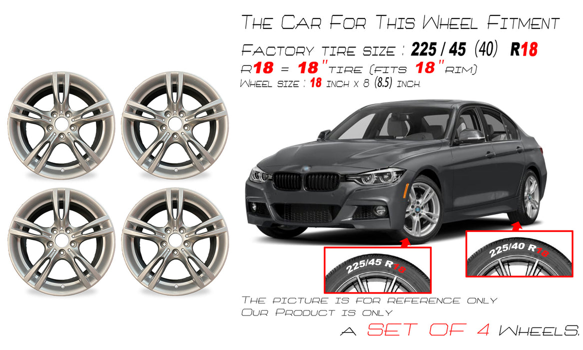 Set of 4 New 18" Staggered Wheels For 2012-2020 BMW 3 & 4 SERIES ACTIVEHYBRID Silver OEM Quality Replacement Rim