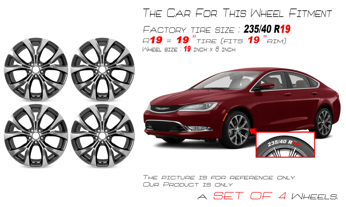 For Chrysler 200 OEM Design Wheel 19" 19x8 2015-2017 Grey Polished Set of 4 - Angle View