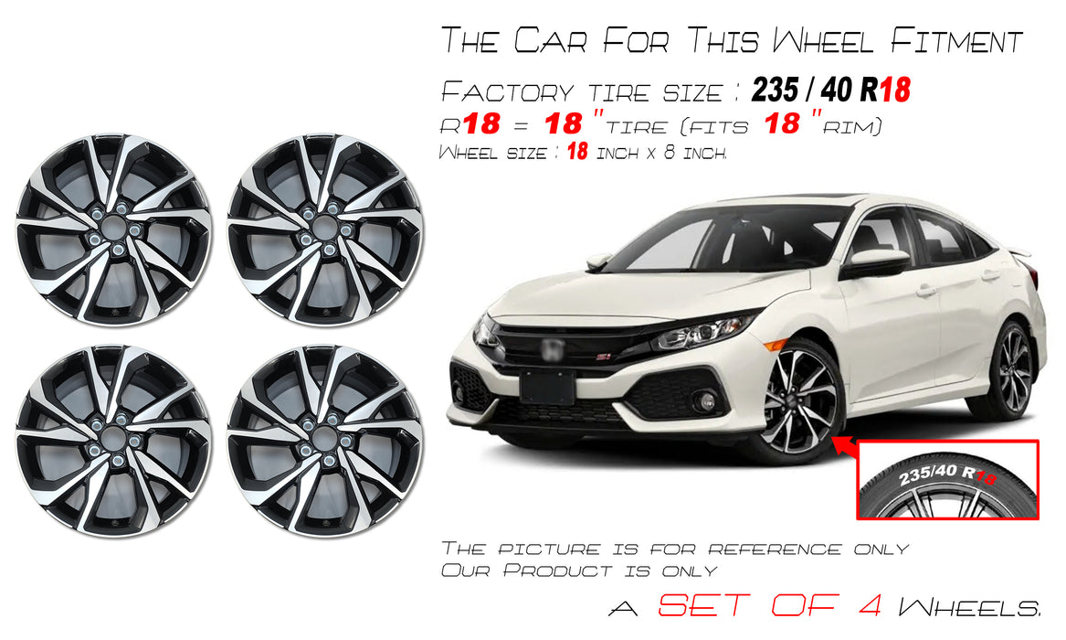 OEM Honda 18-Inch Replacement Rim – Fits 2020-2023 Civic – Black – 5x114.3, Offset 50mm – No Caps/Sensors