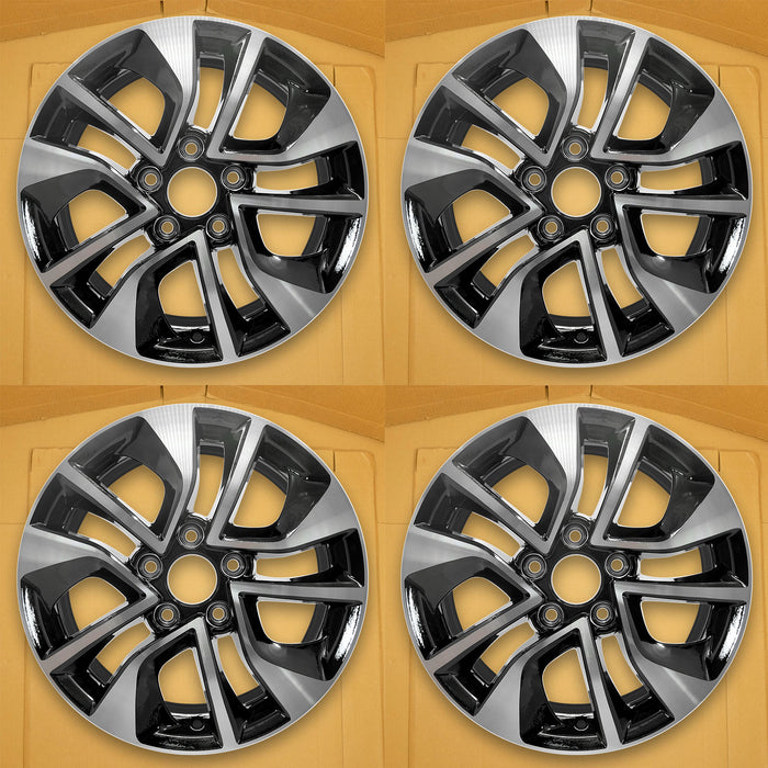 For Honda Civic OEM Design Wheel 16" 16x6.5 2013-2015 Machined Black Set of 4 - Front View