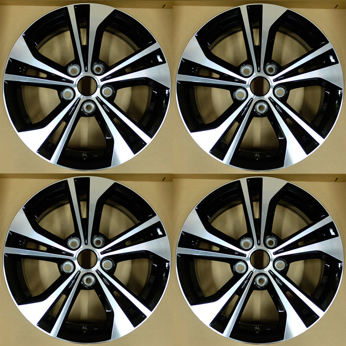 16" Set of 4 16x6.5 Machined Black Alloy Wheels For Nissan Sentra 2020-2023 OEM Quality Replacement Rim