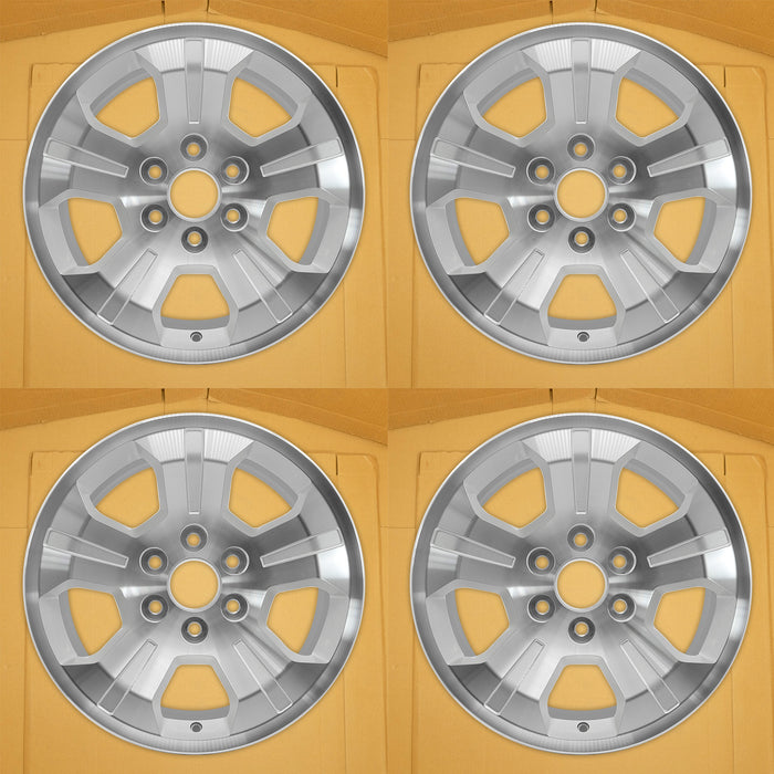For Chevrolet Sierra Silverado 1500 OEM Design Wheel 18" 18x8.5 2014-2019 Machined Silver Set of 4 Replacement Rim