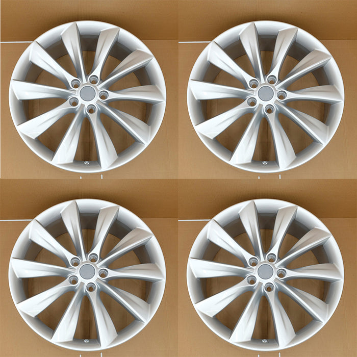 21" Set of 4 21x8.5 Silver Alloy Front and Rear Wheels For Tesla Model S 2012-2017 OEM Quality Replacement Rim 98727 6005868