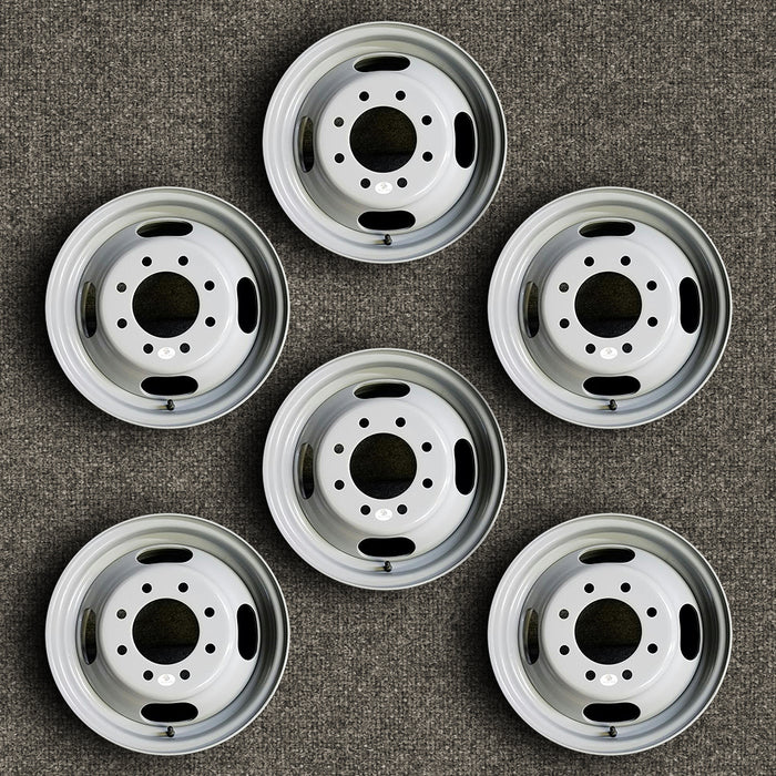 Set of 6 16" Dually GRAY Steel Wheels for 2001-2025 Chevy Express GMC SAVANA SIERRA SILVERADO 3500 OEM Design Replacement Rim