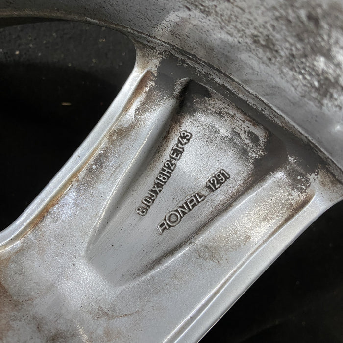 18" AUDI A4 06-08 18x8 , 5 spoke Original OEM Wheel Rim - Back View