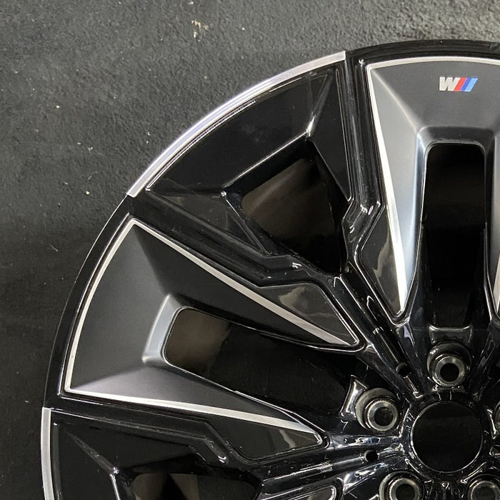 21" BMW 740i 23 21x10-1/2 5 spoke V spoke silver with black inserts Original OEM Wheel Rim