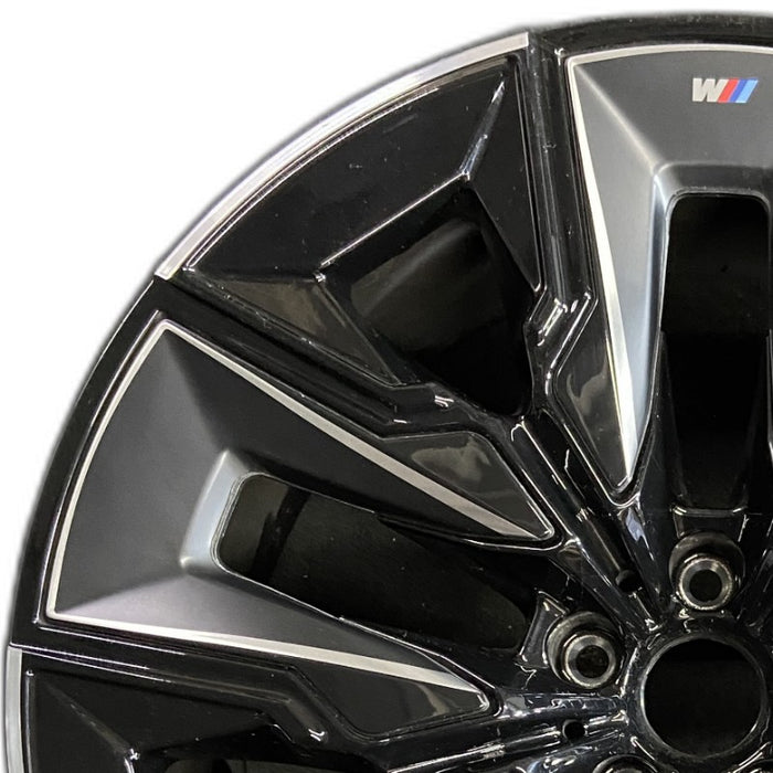 21" BMW 740i 23 21x9 5 spoke V spoke silver with black inserts Original OEM Wheel Rim