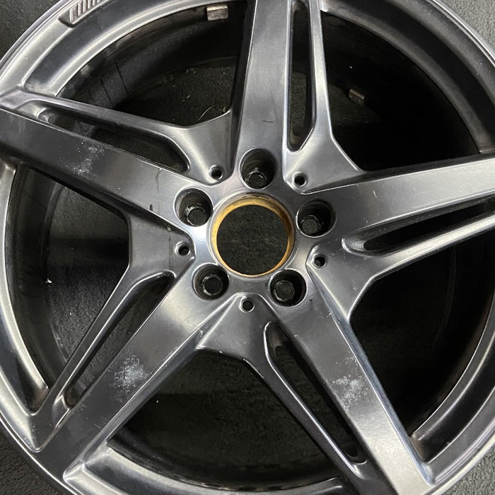 19" MERCEDES GT 16 190 Type; 19x9 5 split spokes black Original OEM Wheel Rim - Angle View