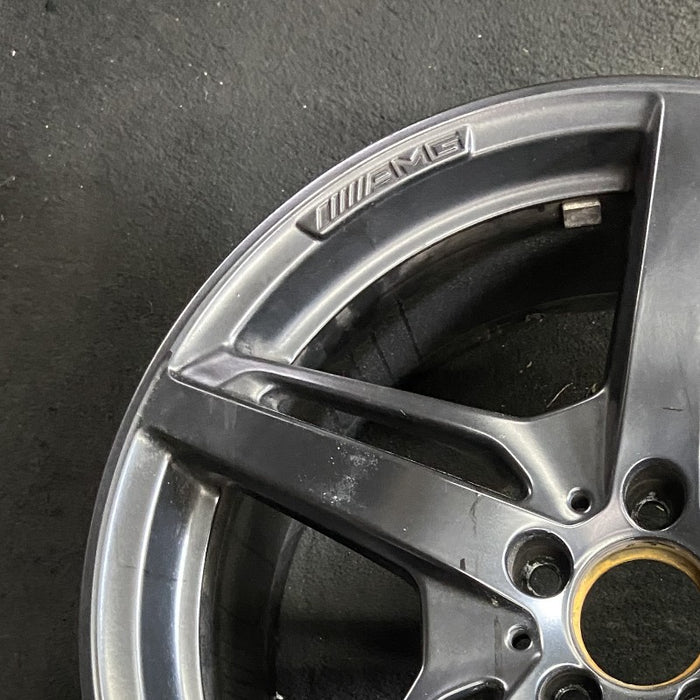 19" MERCEDES GT 16 190 Type; 19x9 5 split spokes black Original OEM Wheel Rim - Side Profile