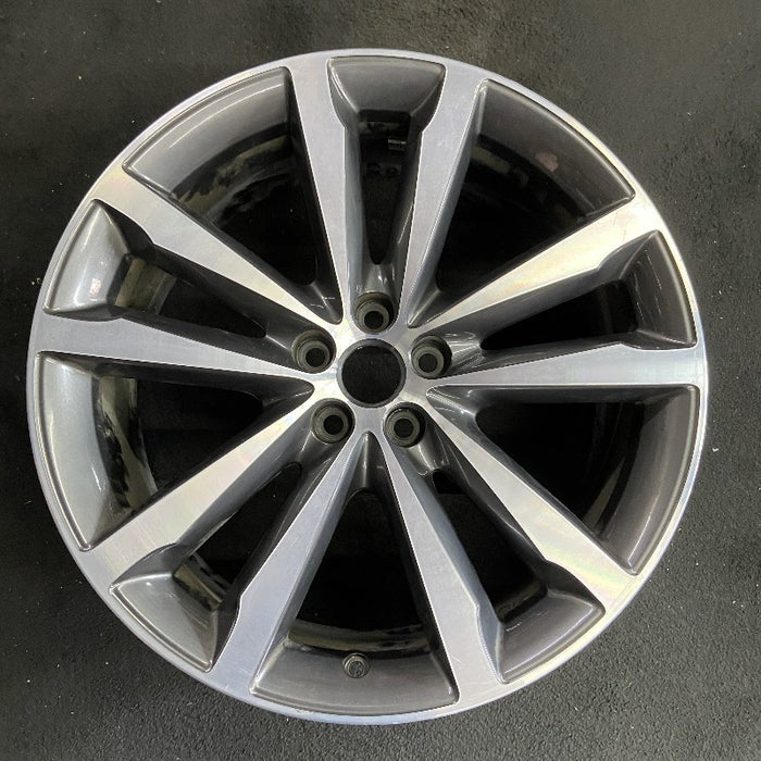 20" F-PACE 17-19 20x8.5 alloy 5 double spoke w/notched spoke machined face gray accents Original OEM Wheel Rim