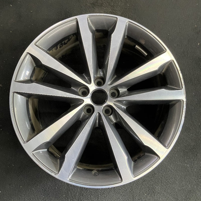 20" F-PACE 17-19 20x8.5 alloy 5 double spoke w/notched spoke machined face gray accents Original OEM Wheel Rim