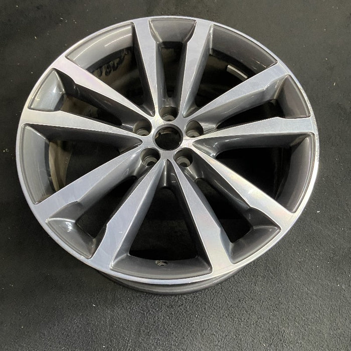 20" F-PACE 17-19 20x8.5 alloy 5 double spoke w/notched spoke machined face gray accents Original OEM Wheel Rim