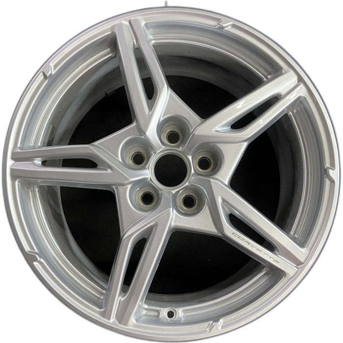 19" CORVETTE 20-22 frt 19x8.5 5 spoke gloss silver opt Q8P Original OEM Wheel - Front View