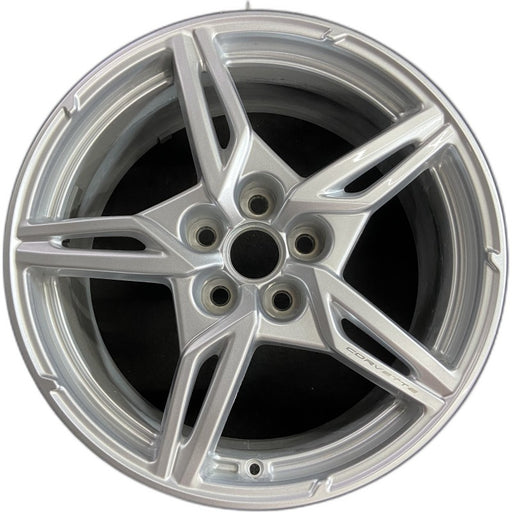 19" CORVETTE 20-22 frt 19x8.5 5 spoke gloss silver opt Q8P Original OEM Wheel - Front View
