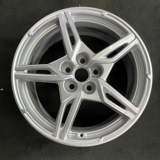 19" CORVETTE 20-22 frt 19x8.5 5 spoke gloss silver opt Q8P Original OEM Wheel - Front View