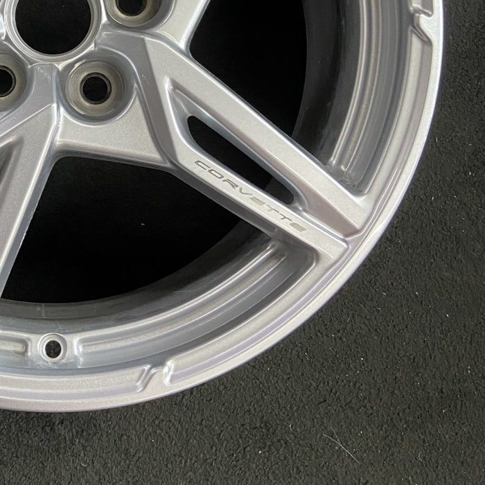 19" CORVETTE 20-22 frt 19x8.5 5 spoke gloss silver opt Q8P Original OEM Wheel - Back View