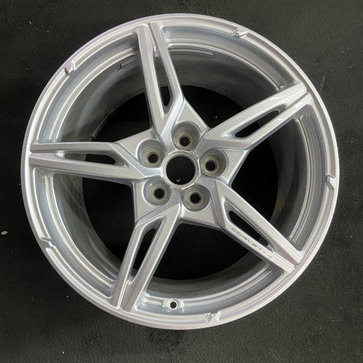 20" CORVETTE 20-22 rear 20x11 5 spoke gloss silver opt Q8P Original OEM Wheel - Front View