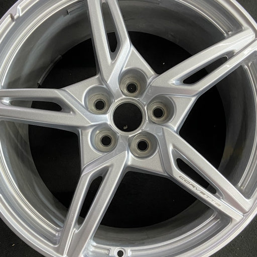 20" CORVETTE 20-22 rear 20x11 5 spoke gloss silver opt Q8P Original OEM Wheel - Angle View