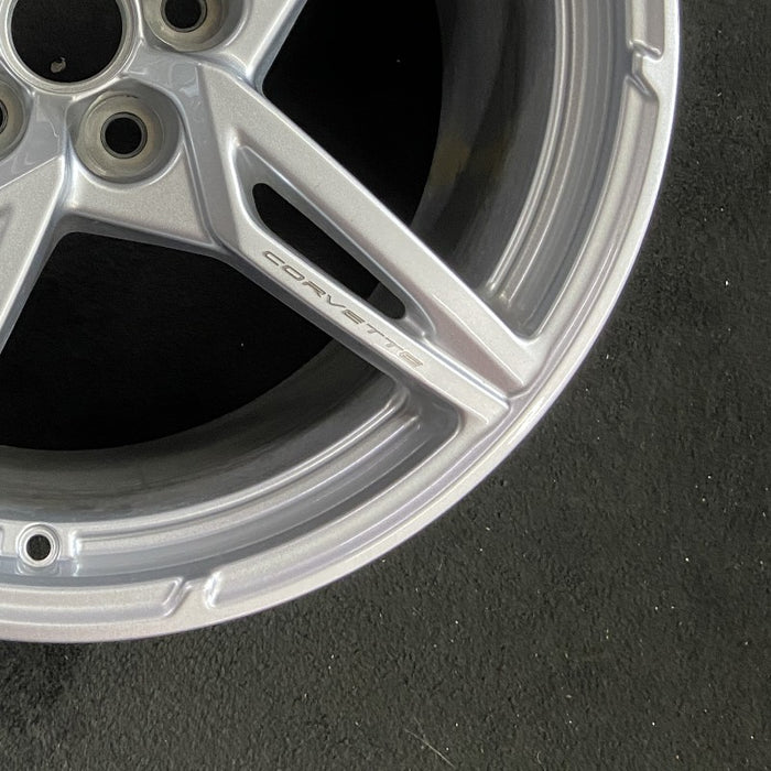 20" CORVETTE 20-22 rear 20x11 5 spoke gloss silver opt Q8P Original OEM Wheel - Back View