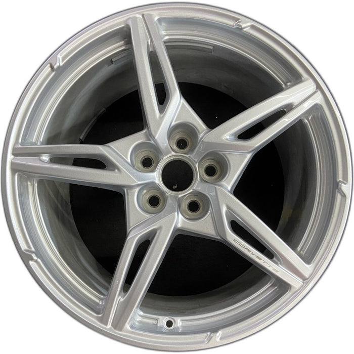 20" CORVETTE 20-22 rear 20x11 5 spoke gloss silver opt Q8P Original OEM Wheel - Front View