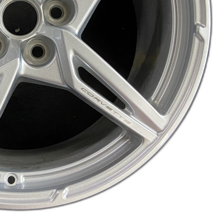 20" CORVETTE 20-22 rear 20x11 5 spoke gloss silver opt Q8P Original OEM Wheel - Close-Up Detail