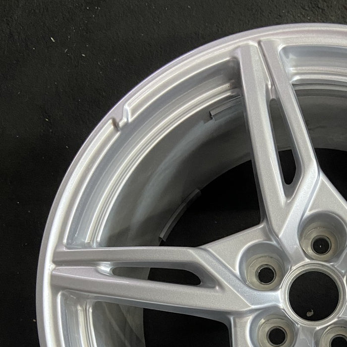 20" CORVETTE 20-22 rear 20x11 5 spoke gloss silver opt Q8P Original OEM Wheel - Side Profile