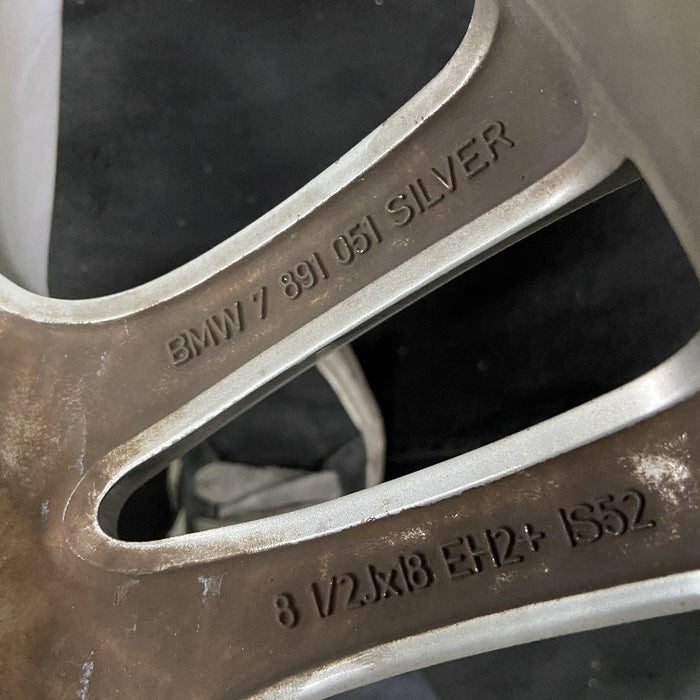 18" BMW 128i 08-13 18x8.5 alloy rear 5 spoke open spoke bowed spoke silver finish Original OEM Wheel Rim