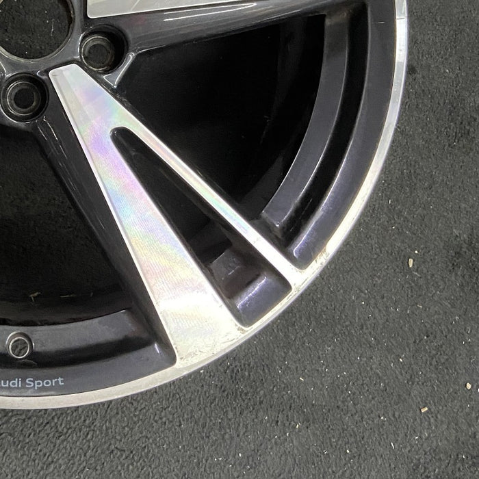 19" RS3 17-20 19x8 alloy 5 split spoke machined black pockets Original OEM - Back View