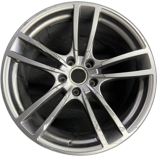 21" PORSCHE CAYENNE 19-22 21x11 5 double spoke platinum Original OEM Wheel Rim - Front View