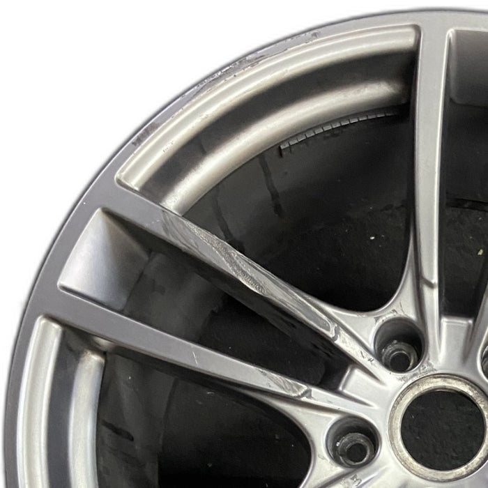 21" PORSCHE CAYENNE 19-22 21x11 5 double spoke platinum Original OEM Wheel Rim - Angle View