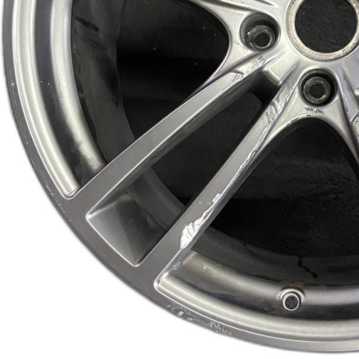 21" PORSCHE CAYENNE 19-22 21x11 5 double spoke platinum Original OEM Wheel Rim - Back View