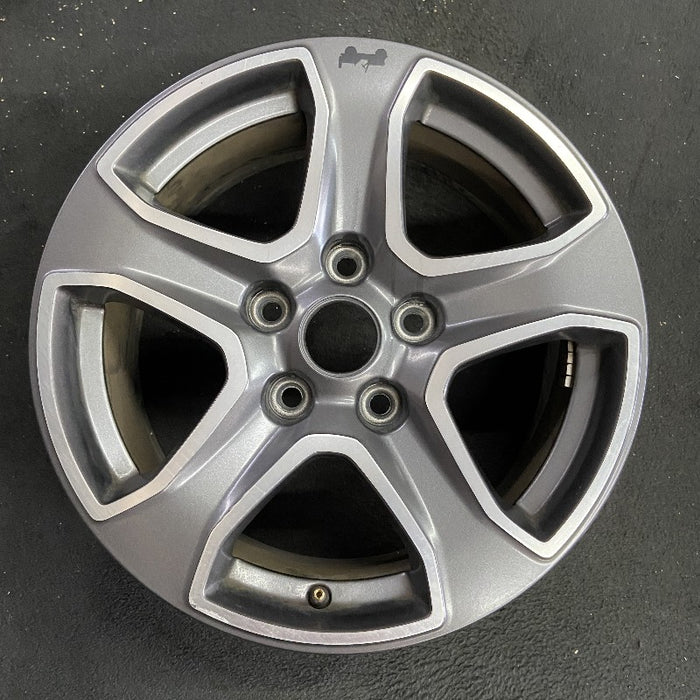 17" WRANGLER 18 VIN X 6th digit JL body 17x7.5 5 spoke aluminum straight spoke w/o recessed outer spoke; polished with spokes opt WBG granite crystal Original OEM Wheel Rim