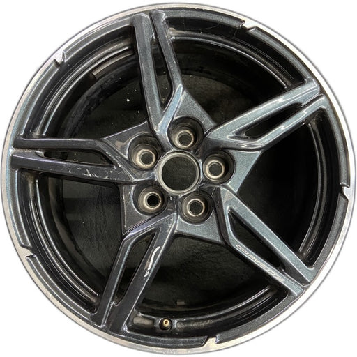 19" CORVETTE 20-22 frt 19x8.5 5 spoke black opt Q8Q Original OEM Wheel Rim - Front View