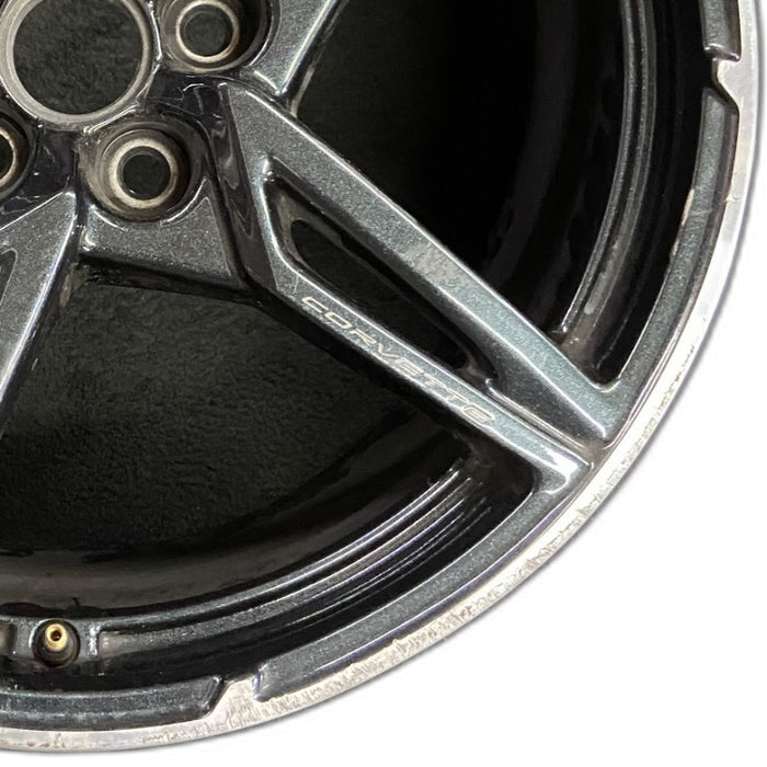 20" CORVETTE 20-22 rear 20x11 5 spoke black opt Q8Q Original OEM Wheel Rim - Close-Up Detail