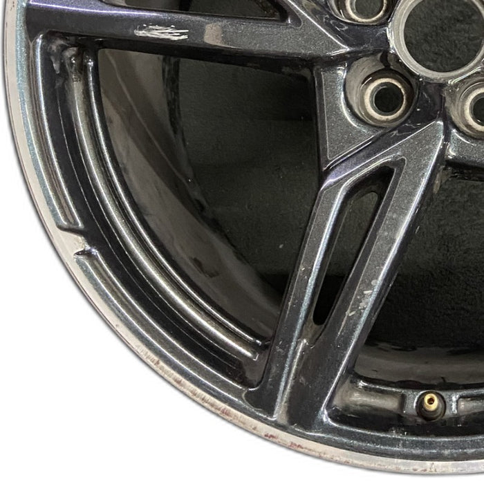 20" CORVETTE 20-22 rear 20x11 5 spoke black opt Q8Q Original OEM Wheel Rim - Back View