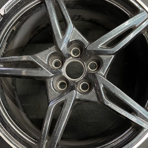 20" CORVETTE 20-22 rear 20x11 5 spoke black opt Q8Q Original OEM Wheel Rim - Angle View