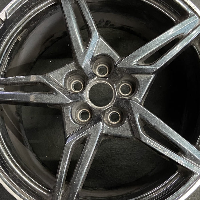 20" CORVETTE 20-22 rear 20x11 5 spoke black opt Q8Q Original OEM Wheel Rim - Angle View
