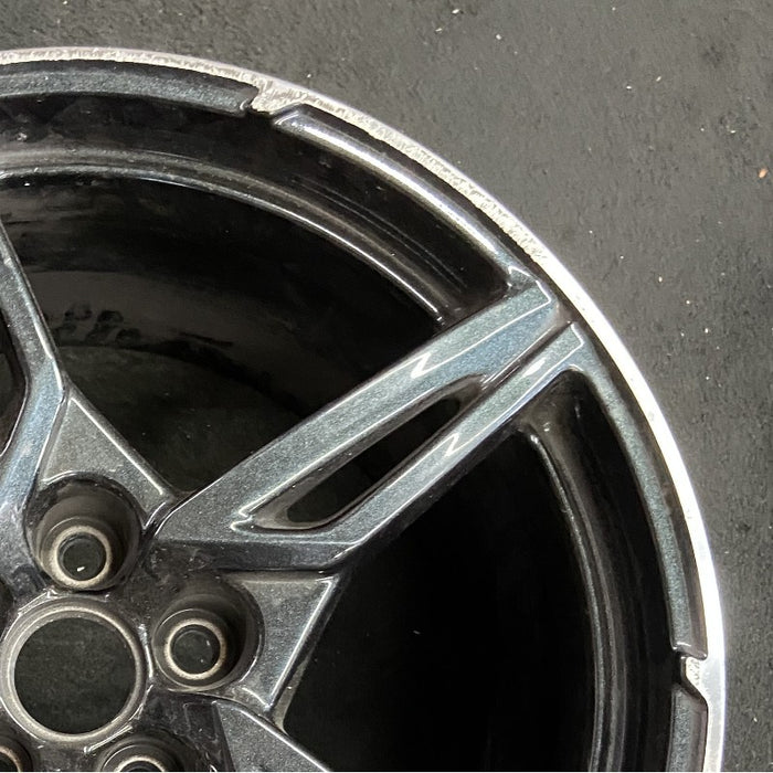 20" CORVETTE 20-22 rear 20x11 5 spoke black opt Q8Q Original OEM Wheel Rim - Close-Up Detail