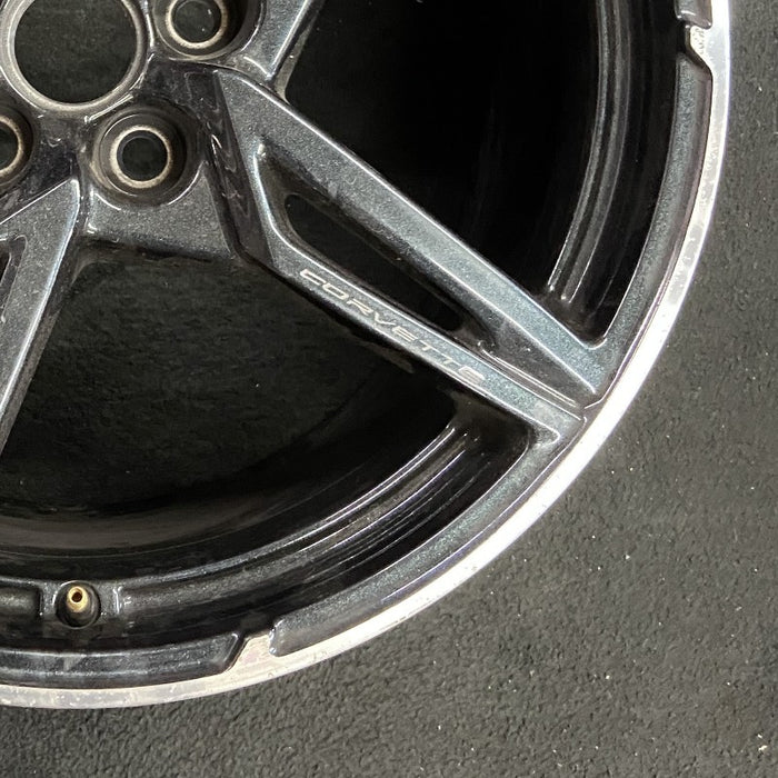 20" CORVETTE 20-22 rear 20x11 5 spoke black opt Q8Q Original OEM Wheel Rim - Back View