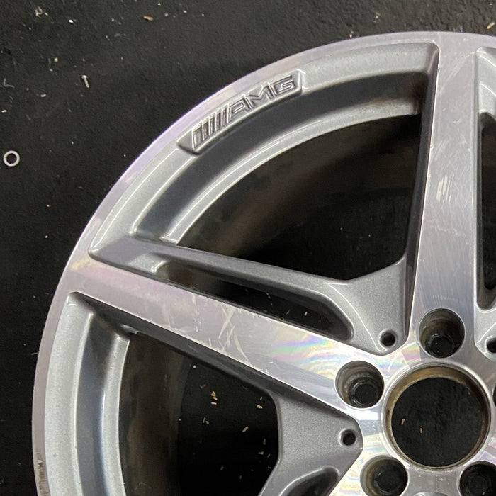 19" MERCEDES GT 16 190 Type; 19x9 5 split spokes gray Original OEM Wheel Rim - Side Profile